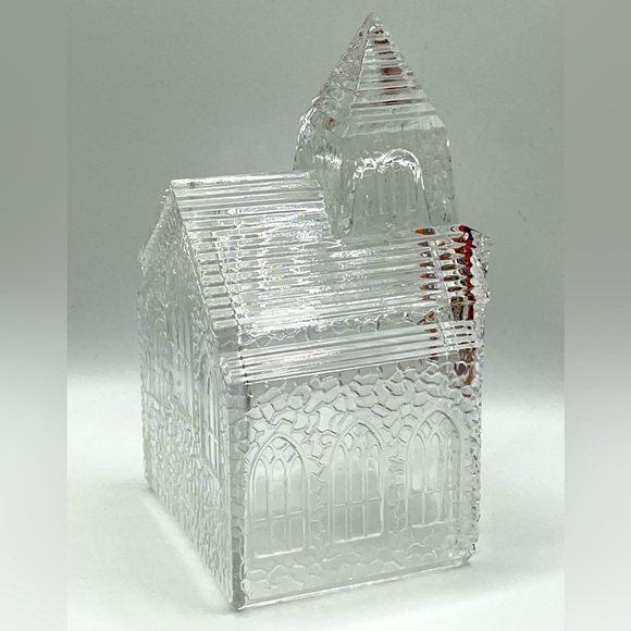 Vintage Avon Silent Night Pressed Clear Glass Church Stained Glass Window 1992 - Picture 7 of 11